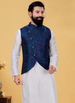 Heavy Jacquard Neavy Blye Festival Wear Embroidery Work Readymade Men's Waist Coat